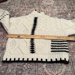 ZARA  Chunky Cable Knit Sweater | Black & Ivory Graphic | Mock Neck | Oversized S Photo 5