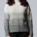 Vera Wang Simply  Ombré Turtleneck Sweater - Grey & White - Large Photo 0