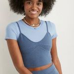 Aerie NWT  Blue Cropped Sweater Corset Tank - Size: Small Photo 0