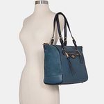 Coach Kleo Carry All Suede and Leather Tote Bag - Denim Multi Photo 0