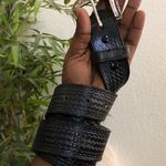 Nocona Genuine Leather Western Cowboy Basket Weave Tooled Black Belt Large Silver Buckle Photo 1