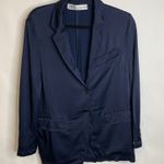 ZARA  Blue Satin Long Line Blazer Sz Small Photo 0