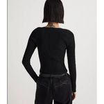 Madewell Womens Ottoman Pullover Crop Sweater Top Ribbed Square Neck Black XS Photo 2