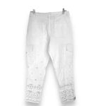 Sundance  White Eyelet Cargo Pants Lace Linen Summer Beachy Coastal Size 2 Photo 2