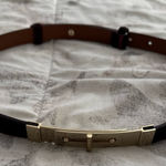 Club Monaco  leather Brown Belt with gold buckle, size XS elegant classic boho Photo 0