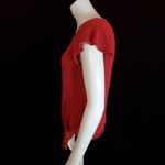Madewell  Red Tie Front Short Sleeve Shirt (XS) Photo 2