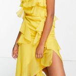 ASOS yellow ruffle midi dress Photo 2