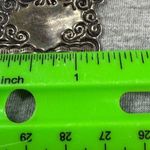 Vintage Black Silver Ornate Luggage Tag Articulated Earrings Scrollwork Design Photo 8