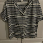 Artisan NY  Linen Top - Striped, V-Neck‎ - Size small Photo 0