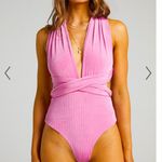 Nwot showpo Australia wrap around pink ribbed bodysuit 6 70$ boho revolve spring Photo 0