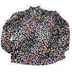 Veronica Beard  Shirt Womens 2 Purple Orange Leta Lety Top Animal Print Silk‎ Photo 1