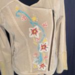 Sundance Womens’ beige floral embroidered moto zip jacket Size 2 Photo 1