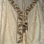 Fairy Floral Lace Embroidered Open Shoulder Cream Lace Flowy Dress Size XL Photo 6