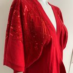 Trina Turk 100% merino wool red size medium cardigan knit sweater sequins/beads Photo 1