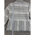 Chico's Textured Knit Zipper Front Jacket Women Large Ivory Career Striped Tweed Photo 9