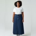 Liz Claiborne VTG  Denim Maxi Skirt Western Equestrian Boho Dark Wash Blue Sz 14 Photo 1