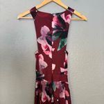 Fame and Partners  Floral-Print A-Line‎ Halter Gown Maroon Sz 2 Formal Prom Party Photo 8