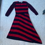 Joie  Ecedra Faux Wrap Stripe Knit Sweater Dress Midnight Blue Cherry Red Small Photo 2