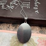 Vintage Purple Rose Pendant Necklace 60s Carved Resin Stainless Chain Photo 5