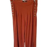 REWASH  Mid Rise Button Front Pleated Wide Leg Pants Orange Women's Size Large Photo 0