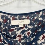 Loft Boho Sheer Floral Top Teal Blue Cream Hidden Button Front Long Sleeve Sz M Photo 9