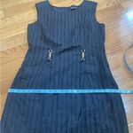 Ellen Tracy  Eyelet Sheath Mini Midi Dress Black sleeveless cotton Sz 12 Photo 13