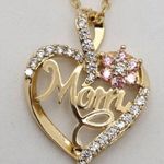 Mother's Day MOM Heart Pendant Cooper Necklace Women's Festival Gift New Gold Photo 1
