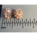 VTG Pink Beaded Rhinestone Clip On Earrings Made in Japan Coquette Bling Barbie Photo 5