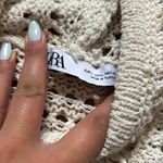 ZARA Cream Crochet Knit Sleeveless Hoodie Top Photo 1