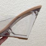 Stuart Weitzman Tia 100 Lucite Wedge PVC Clear Upper/Nude Leather Sandals 7.5B Photo 9