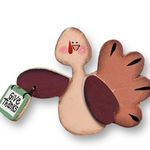 Vintage Crazy Mountain Pin Wooden Turkey Tan Brown Give Thanks Brooch Photo 0