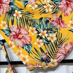 Cabana Del Sol Tropical Floral Yellow Pink Green Bikini Set Smocked Top Size Large Both Photo 6