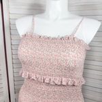 Mabel Daphne Ditsy Flower Ruffe Trim Smocked Midi Long Tube Dress Pink Large Photo 6