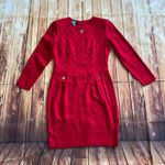 Donna Ricco New York Petite Women’s Vintage Red Rayon Dress Crew Neck Size 4 Photo 0