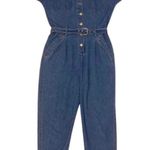 Liz Claiborne Vintage 90s Blue Denim Romper with Belt and Collar Photo 0