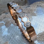 Rose Gold Hexagon Bracelet with Silver Accents Photo 0