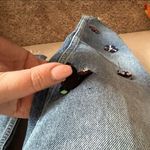 ZARA  High Rise Button Fly Straight Distressed Gem Bedazzled Raw Hem Denim Jeans Photo 12