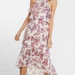 EXPRESS  Y2K Pink Purple Tiered Floral Halter Maxi Dress with Ruffles size Small Photo 0