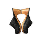 UGG  Abbie Clog Black Sherpa Lined Leather Wood Heel Studded Shoe Women Sz 8 Photo 8