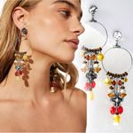 Free People  Lola Hoops in Silver Multi NWT Dangles Charms Cross Bohemian Boho Photo 1