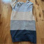 SO  Blue and Cream Colorblock Fuzzy Knit Cardigan Duster Sweater Photo 1