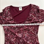 Old Navy  Maroon Paisley V-Neck Long Sleeve Mesh Top Lettuce Edge Photo 8