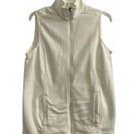 Lands' End Women's Ivory Fleece Zip-Up Vest Size S Casual Fall Side Pockets Photo 0