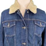 Eddie Bauer Classic Faux Fur Collar Denim Jean Jacket Photo 1
