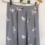 THML Striped Rooster Print Pleated Cotton Skirt Photo 1