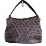 Dooney & Bourke  Black Signature Jacquard & Leather Shoulder Bag With Pink Lining Photo 1