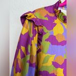 Fantastic Fawn Anthropologie  Allure Ruffle Neck Abstract  Floral Blouse M Photo 9