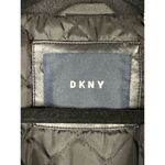 DKNY Women’s  Black Zip Up Faux Leather Long Sleeve Bomber Jacket Size Small Photo 5