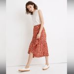 Madewell  Ruffle Wrap Midi Skirt Orange Floral Long Modest Size 4 AO371 Photo 4