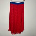 LuLaRoe  red lace Lucy maxi skirt women’s size XL rounded hem holiday Christmas Photo 4